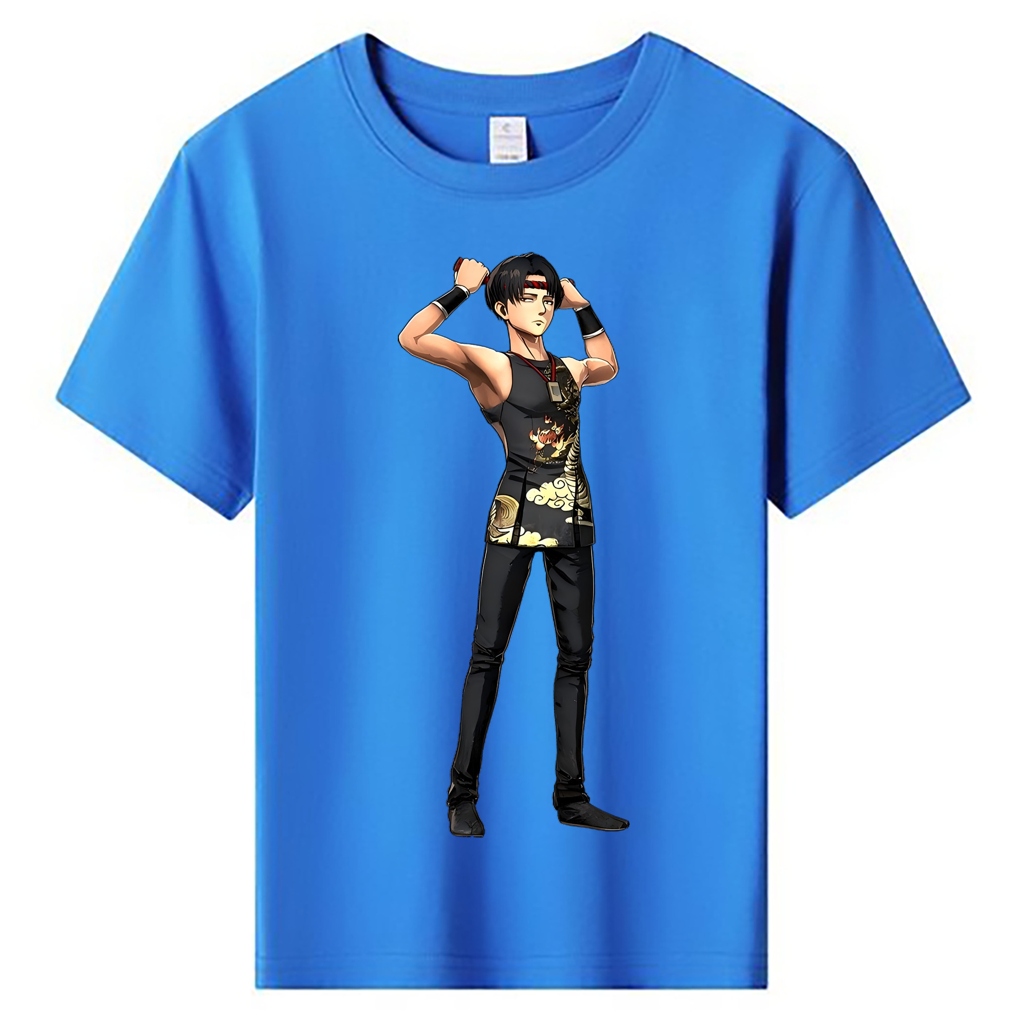 （画像用） 進撃の巨人 リヴァイ·アッカーマン Attack on Titan Levi Ackerman 綿100％キッズTシャツ（フロントプリント）